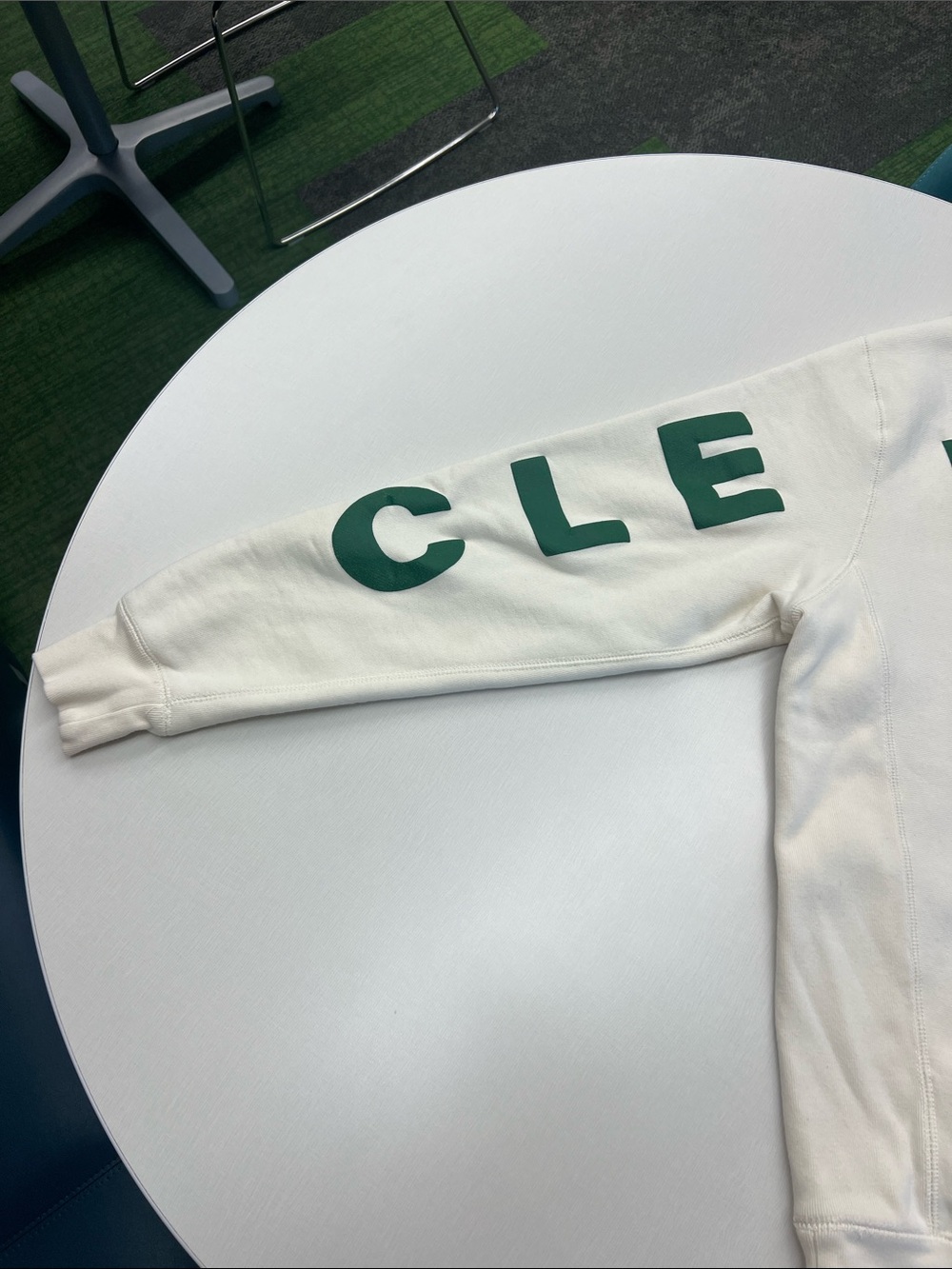 Emily Roggenburk return to cleveland puff crewneck long sleeve sweatshirt green - Picture 10 of 11